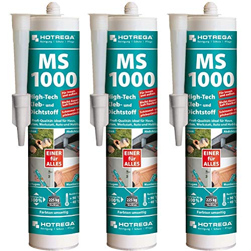 3 x HOTREGA MS 1000 High-Tech Kleb- und Dichtstoff 310ml Metal von HOTREGA