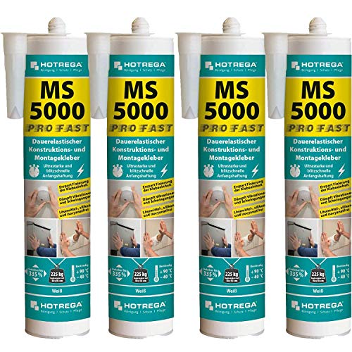 4 x HOTREGA MS 5000 ProFast flexibler Konstruktionskleber 290ml von HOTREGA