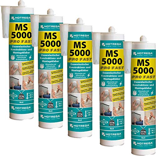 5 x HOTREGA MS 5000 ProFast flexibler Konstruktionskleber 290ml von HOTREGA