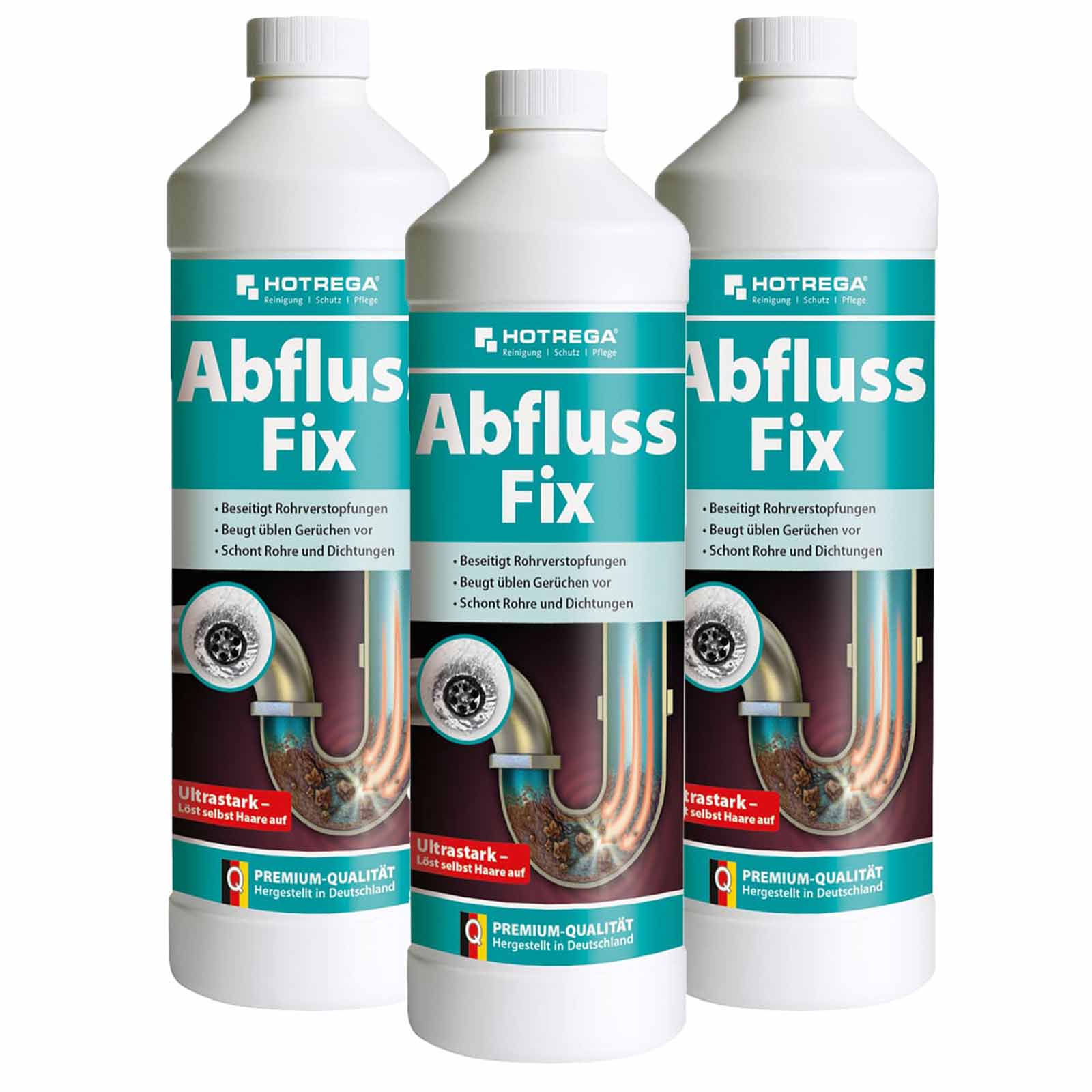 HOTREGA Abfluss Fix Abflussreiniger Rohrreiniger Abflussfrei 1L Konzentrat Menge:3 von HOTREGA