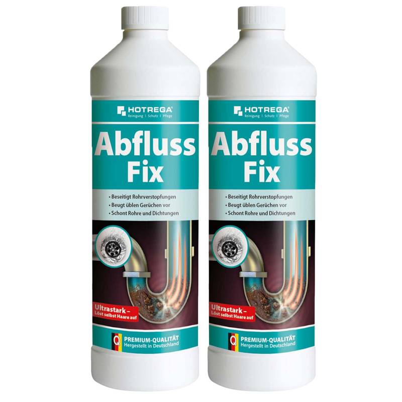 HOTREGA Abfluss Fix Abflussreiniger Rohrreiniger Abflussfrei 2x1L Konzentrat von HOTREGA