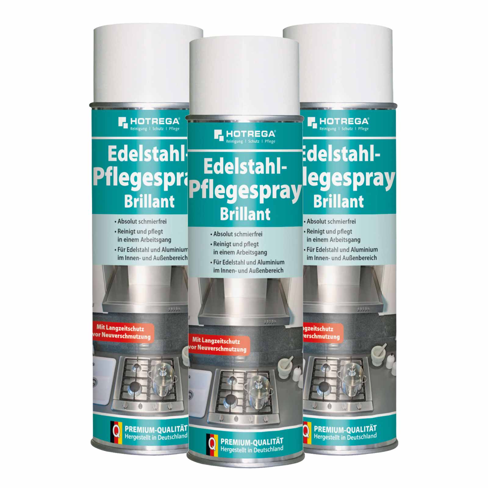 HOTREGA Edelstahl Pflegespray Edelstahlreiniger Aluminiumreiniger 500ml Menge:3 von HOTREGA