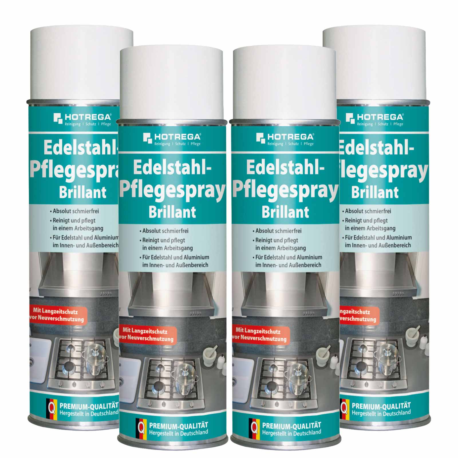 HOTREGA Edelstahl Pflegespray Edelstahlreiniger Aluminiumreiniger 500ml Menge:4 von HOTREGA