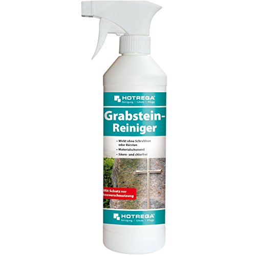 HOTREGA Grabsteinreiniger 500ml | Selbsttätiger Steinreiniger für Naturstein, Grabmale, Marmor, Keramik, Bronze | gebrauchsfertig, säure- und chlorfrei HOTREGA Grabsteinreiniger 500ml | Selbsttätiger Steinreiniger für Naturstein, Grabmale, Marmor, Keramik, Bronze | gebrauchsfertig, säure- und chlorfrei von HOTREGA