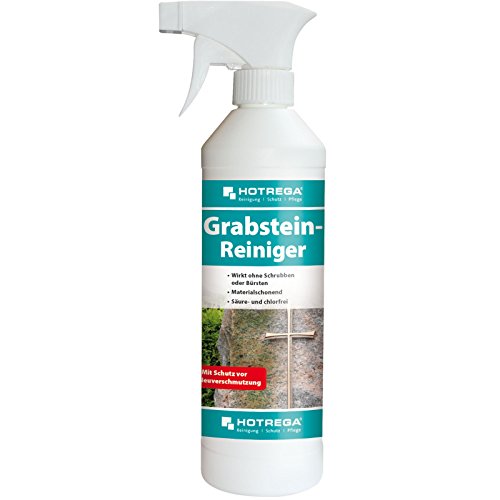 HOTREGA Grabstein Reiniger 500 ml - Grabreiniger, Steinreiniger, Natursteinreiniger, Grünbelagentferner, Marmorreiniger von HOTREGA