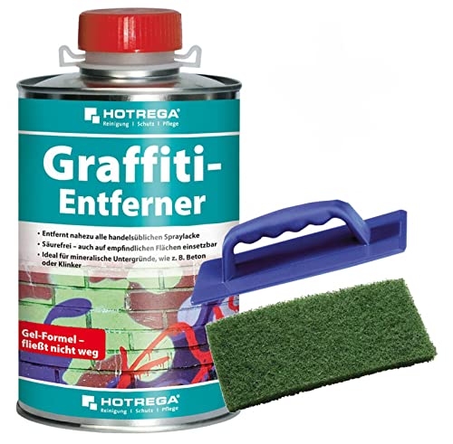 HOTREGA Graffiti Entferner 1 L SET + Handpadhalter + Handpad grün 11 x 25 cm von HOTREGA