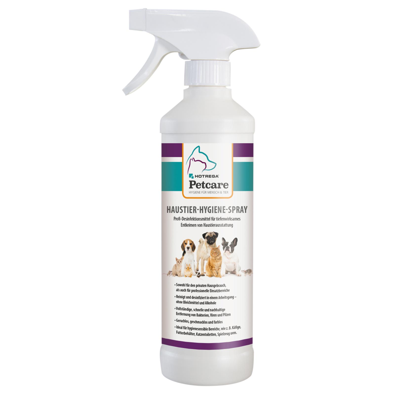 HOTREGA Haustier Hygiene Spray Petcare Reiniger Desinfektion geruchlos 500ml von HOTREGA