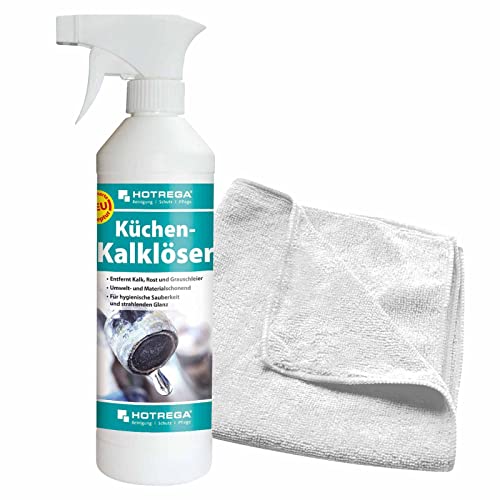 HOTREGA Küchen Kalklöser 500 ml SET + Microfasertuch 40 x 40 cm von HOTREGA