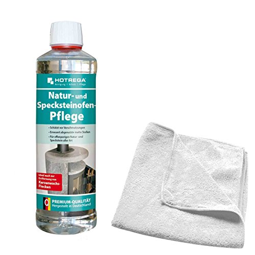 HOTREGA Natur und Specksteinofen Pflege 500 ml SET + Microfasertuch 40 x 40 cm von HOTREGA