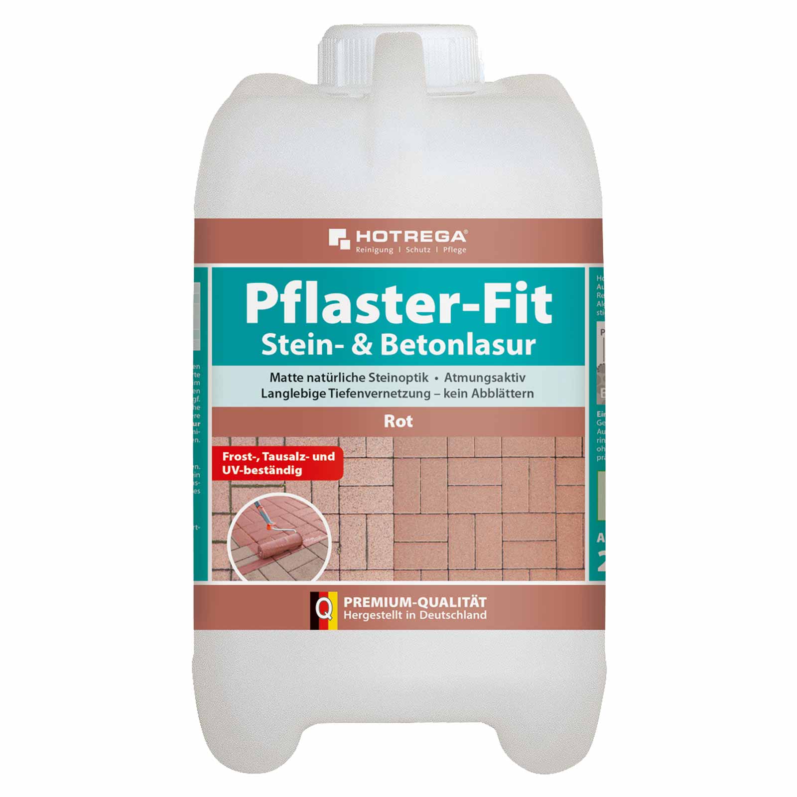 HOTREGA Pflaster Fit Stein und Betonlasur Pflasterlasur Pflasterfarbe Lasur 2L Farbe:rot von HOTREGA