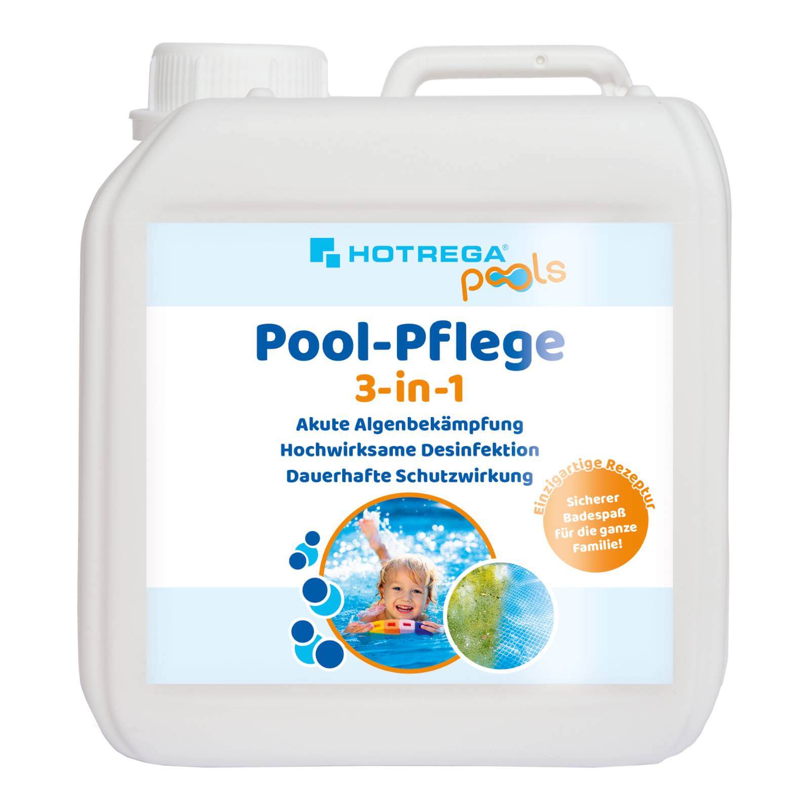 HOTREGA Pool Pflege 3in1 Chlor Desinfektion Algenentferner 2L Konzentrat von HOTREGA