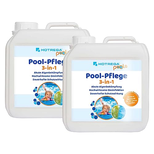 HOTREGA Pool-Pflege 3in1 Konzentrat 2 Liter, für Pools und Planschbecken, Chlor Desinfektion, Algenentferner, Menge:2 von HOTREGA