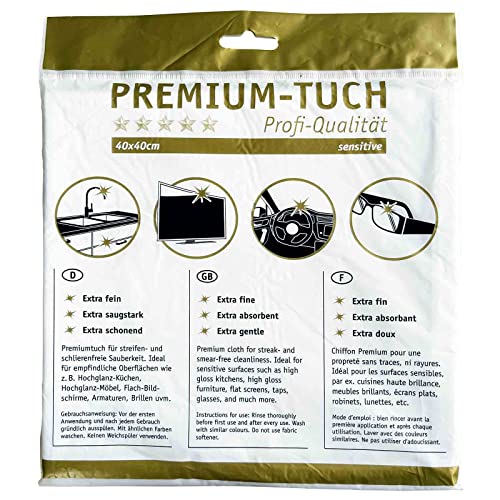 HOTREGA Premium-Tuch sensitive 40x40cm, Reinigungstuch, Poliertuch, Microfasertuch, saugstark von HOTREGA