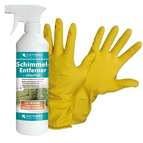 HOTREGA - Schimmel- Entferner- chlorfrei 500 ml SET + NITRAS Handschuhe Gr. 10 von HOTREGA