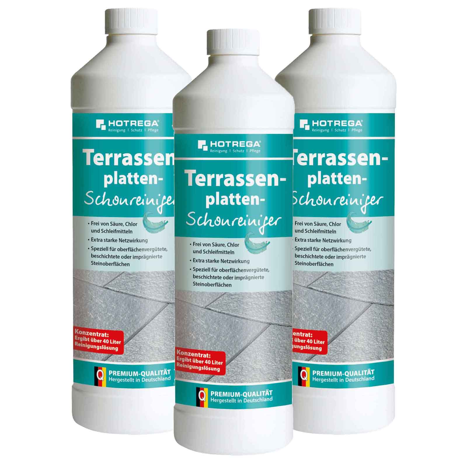 HOTREGA Terrassenplatten Reiniger x 1L Terrasse Balkon reinigen Schonreiniger Menge:3 von HOTREGA