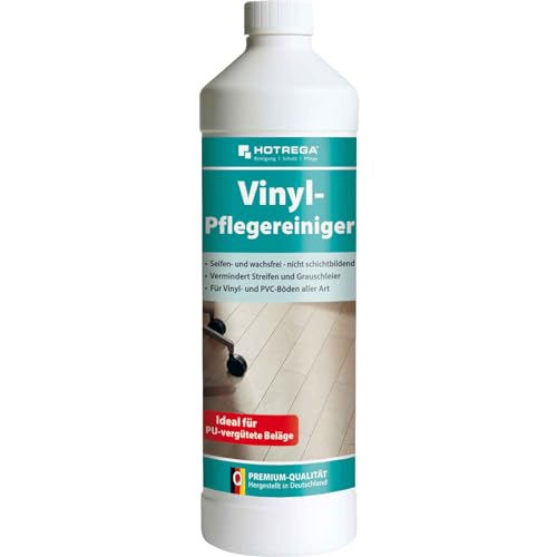 HOTREGA PU-Reiniger - Vinyl Pflegereiniger 1L - PUR-Reiniger, Designbelag, Gummi-, Kautschuk-, Polyolefinböden von HOTREGA
