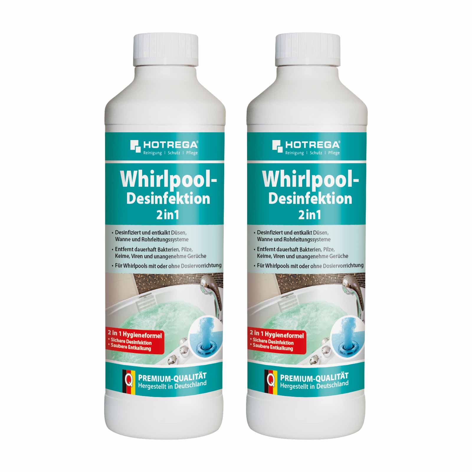 HOTREGA Whirlpool Desinfektion 2x 500ml Whirlpool Pflege Jacuzzi Reiniger 2in1 von HOTREGA