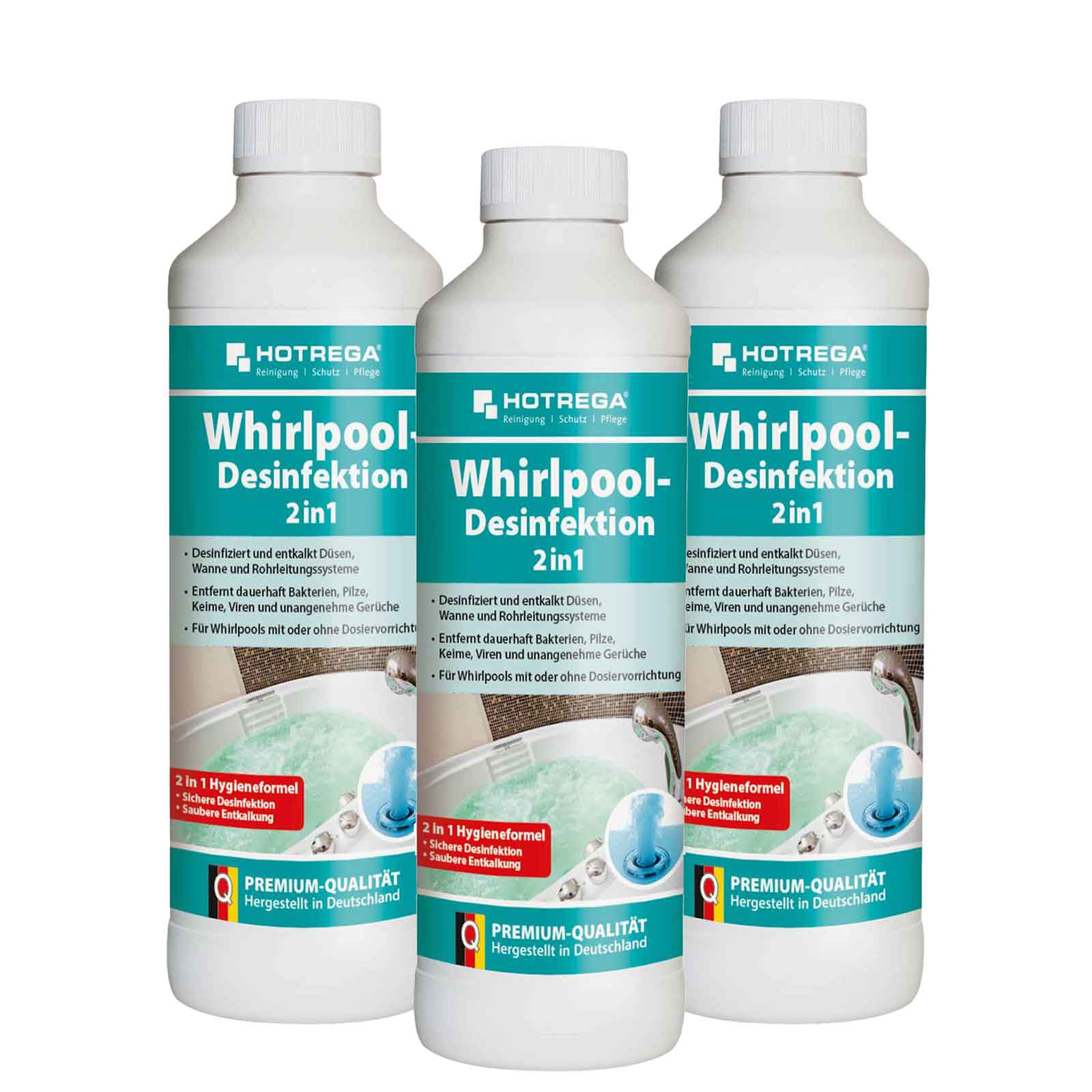 HOTREGA Whirlpool Desinfektion 3x 500ml Whirlpool Pflege Jacuzzi Reiniger 2in1 Menge:3 von HOTREGA