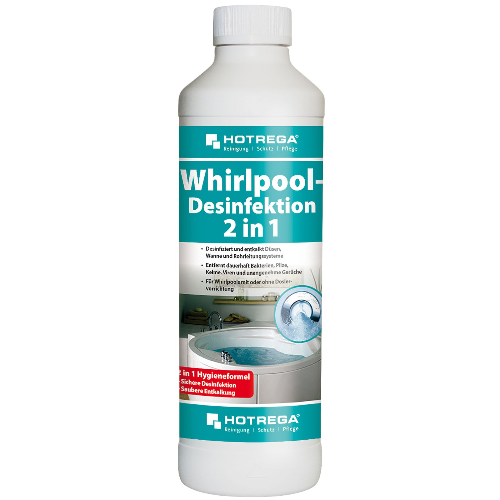 HOTREGA Whirlpool Desinfektion 500ml Whirlpool Pflege Jacuzzi Reiniger 2in1 von HOTREGA