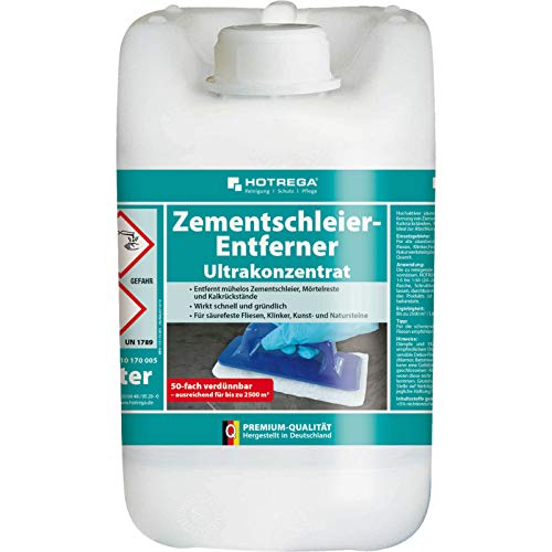 HOTREGA Zementschleier Entferner Konzentrat 5L, Grundreiniger, Fliesenreiniger, Betonreiniger, Zementreiniger von HOTREGA