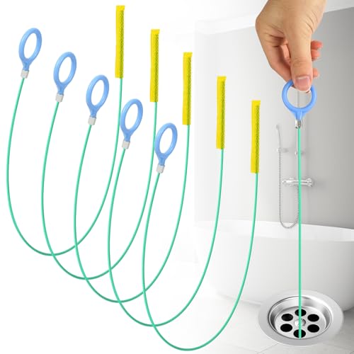 HOTUT Abflussreiniger Spirale,5 Stück Stahl Rohrreinigungsspirale 130CM, Unzerbrechliches,Rohrreinigungsbürste,Abflussreiniger und Haarfänger für Badewanne Abwasserkanäle Waschbecken von HOTUT
