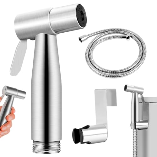 HOTUT Bidet Edelstahl Handbrause Set Mit Toiletten Sprühkopf, Schlauch und Hakentoilette Duschkopf für Badezimmer, Garten, Balkon, Haustierreinigung HOTUT Bidet Edelstahl Handbrause Set Mit Toiletten Sprühkopf, Schlauch und Hakentoilette Duschkopf für Badezimmer, Garten, Balkon, Haustierreinigung von HOTUT