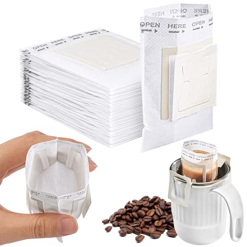 HOTUT Drip Coffee Bag Einweg, 40 Stück Hängende Ohrtropf Kaffeebeutel, Tragbare Kaffee Papier Filter, Kaffeefilter zum Aufhängen, klappbar Kaffee Tee Drip Filtertüten für Reisen, Zuhause, Büro von HOTUT