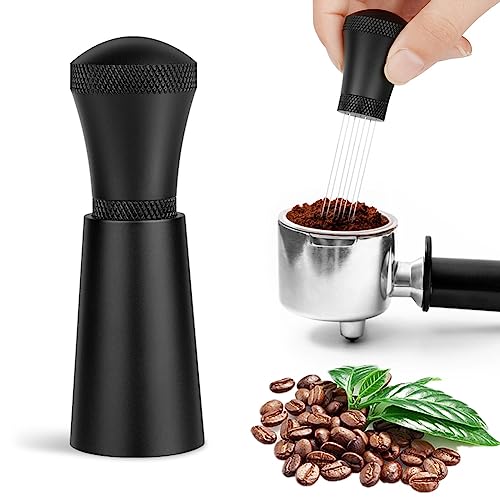 HOTUT WDT Tool, Aluminium WDT Tool Espresso Nadel mit Ständer mit 17 Espresso Nadel 0.3mm, Abnehmbar Kaffee Distributor, Kaffee Zubehör, Espresso Kaffeerührer von HOTUT