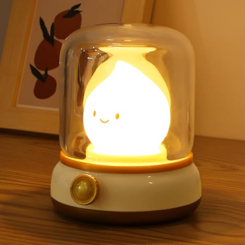 HOTUT Flammenlose Kerzenlampe, Niedliches Nachtlicht kinder mit Timer, 2 Modi LED Kerzen flackernde Flamme Dimmbar, Wiederaufladbares Nachttischlampe für Kinder, Mädchen und Teenager Schlafzimmer von HOTUT
