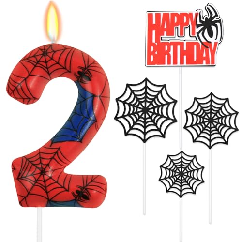 HOTUT Geburtstagskerzen Zahlen 2,Spinne Deko,Kerzen Geburtstag mit Spinnennetz Set,Happy Birthday Kuchen Kerzen Set,Blau Rot Zahlenkerze,Spinne Thema Party Kerzen für Jungen Mädchen 2. Geburtstag HOTUT Geburtstagskerzen Zahlen 2,Spinne Deko,Kerzen Geburtstag mit Spinnennetz Set,Happy Birthday Kuchen Kerzen Set,Blau Rot Zahlenkerze,Spinne Thema Party Kerzen für Jungen Mädchen 2. Geburtstag von HOTUT