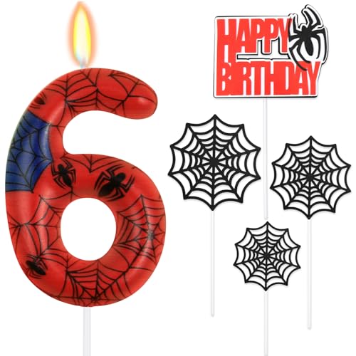 HOTUT Geburtstagskerzen Zahlen 6,Spinne Deko,Kerzen Geburtstag mit Spinnennetz Set,Happy Birthday Kuchen Kerzen Set,Blau Rot Zahlenkerze,Spinne Thema Party Kerzen für Jungen Mädchen 6. Geburtstag HOTUT Geburtstagskerzen Zahlen 6,Spinne Deko,Kerzen Geburtstag mit Spinnennetz Set,Happy Birthday Kuchen Kerzen Set,Blau Rot Zahlenkerze,Spinne Thema Party Kerzen für Jungen Mädchen 6. Geburtstag von HOTUT
