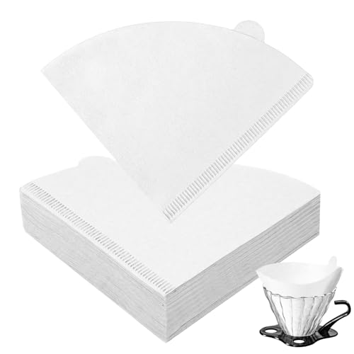 HOTUT Kaffeefilter papier, 100 Stück V-förmiger Einweg Kegelfilter, V02 Kaffee Papierfilter Größe 2 für marktführende Marken Kaffee, für Kaffeetropfkegel/Übergießmaschinen -Weiß von HOTUT