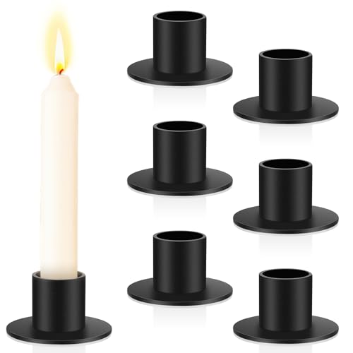 HOTUT Kerzenhalter für Stabkerzen,6 Stück Retro Candlelight Dinner Kerzenhaltern,Schwarz Kerzenständer aus Metall für Hochzeit, Party, Esstisch, Mantel,Wohn und Schlafzimmerdekoration (Schwarz) von HOTUT