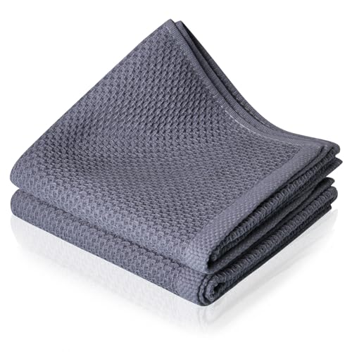 HOTUT Geschirrtücher, 2er Set Küchentücher, saugstarke & fusselfreie Waffelstruktur, 75 x 35 cm Geschirrtücher Microfaser, Spül- & Geschirrtücher, Waffeltuch Cleaning Cloths für Scheiben & Spiegel von HOTUT