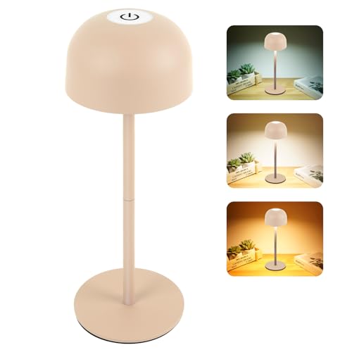 HOTUT LED Tischlampe Wiederaufladbare, höhenverstellbar Tischleuchte LED, dimmbar Tischleuchte kabellos mit Touch, Leselampe Mit USB-C, Campinglampe, kleine Nachttischlampe, Outdoor Lampe (Rosa) von HOTUT