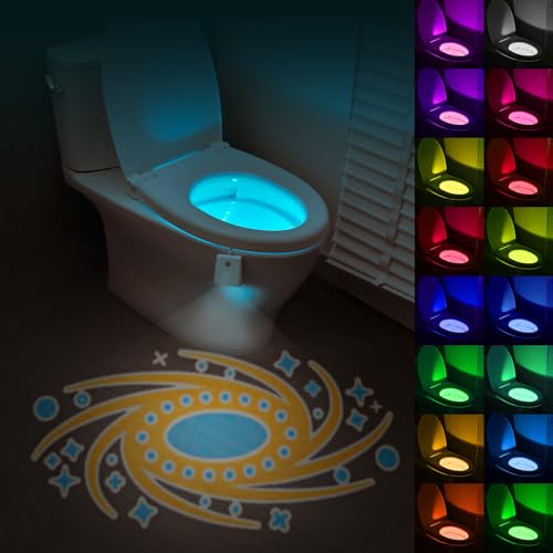 HOTUT Toilette Licht WC-Nachtlicht, Toilettenschüssel Nachtlicht, 16 Farben Motion Sensor wc nachtlicht mit Projektorlampe,Lustige Badezimmerzubehör, praktische Weihnachtsgeschenke (gelb blau) von HOTUT
