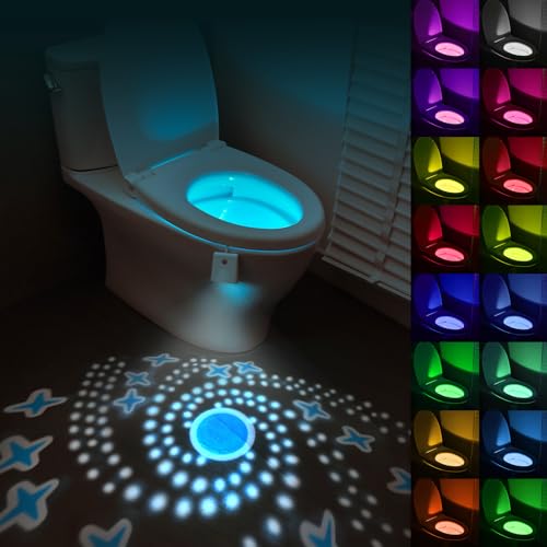HOTUT Toilette Licht WC-Nachtlicht, Toilettenschüssel Nachtlicht, 16 Farben Motion Sensor wc nachtlicht mit Projektorlampe zumToilettenbeleuchtung,Lustige Badezimmerzubehör von HOTUT