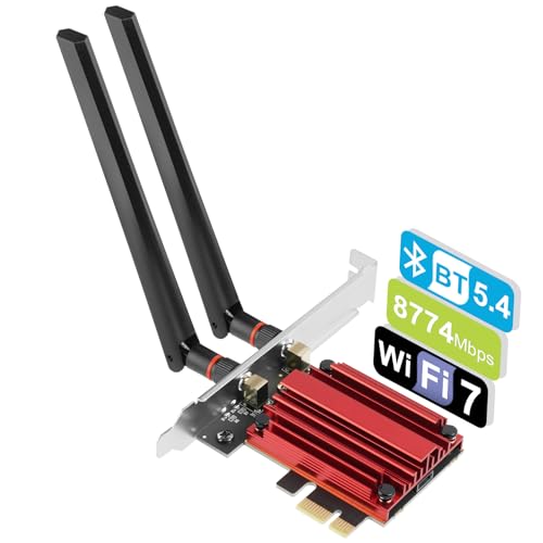 HOTUT WiFi 7 PCIE WLAN Karte, Bluetooth 5.4 Tri-Band BE200 WLAN Netzwerkkarte Adapter, WLAN Karte für PC, MU-MIMO, WPA3 für Windows 10/11, Low-Profile-Halterungen, unterstützt nur Intel-Motherboards von HOTUT