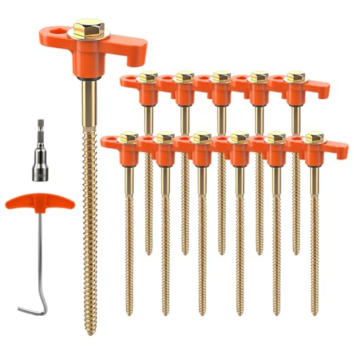 HOTUT Zeltheringe,12 Stück Drehbare Zeltheringe mit Gewinde, Robuste Stahl-Heringe mit Adapter für Akkuschrauber und Nagelzieher, Felsboden-Erdnägel für Camping, Outdoor, Harten Boden, Wald, Wiesen HOTUT Zeltheringe,12 Stück Drehbare Zeltheringe mit Gewinde, Robuste Stahl-Heringe mit Adapter für Akkuschrauber und Nagelzieher, Felsboden-Erdnägel für Camping, Outdoor, Harten Boden, Wald, Wiesen von HOTUT