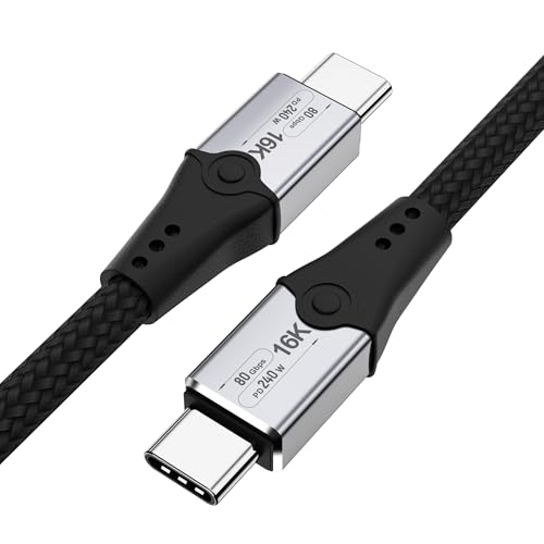 HOTUTUKI 80Gbps Thunderbolt 5 Kabel, 240W 1M 3FT Ladekabel USB-C 4 Super High Speed Datenkabel, Schnellladung 16K Ultra HD Video Kompatibel Mit Thunderbolt 4 Und USB-C von HOTUTUKI