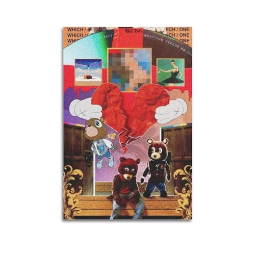 HOTV Albumcover Poster Kanye poster West Musikposter für Zimmer ästhetische Leinwand Wandkunst Album Cover Poster Leinwand Bilder Wandbild für Teenager Wohnzimmer 12x18inch(30x45cm) Unframe-style von HOTV