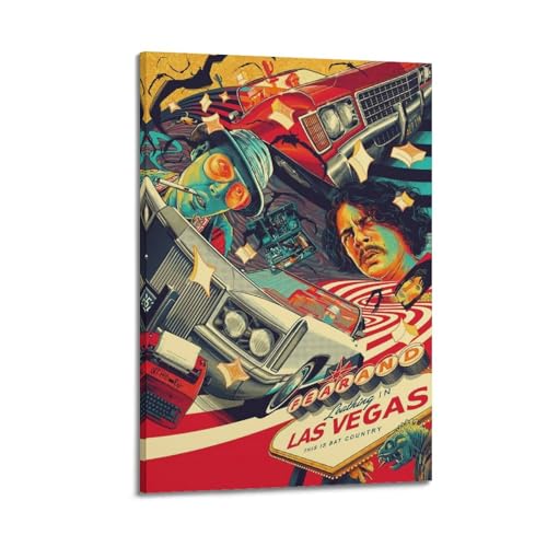 HOTV Fear and Loathing In Las Vegas Leinwand Bild Kunstdruck auf echter Leinwand Classic Movie Painting Poster Wall Art Canvas Artwork Decor Wandbilder für Schlafzimmer 20x30inch(50x75cm) Frame-style von HOTV