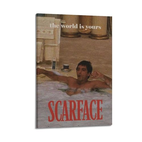 HOTV Scarface Film Foto Auf Leinwand Vintage Wall Collage Kit Vintage Poster Ästhetisches Bild Wandkunst für Fotogeschenk Kinderzimmer Schlafzimmer Wand Deko 08x12inch(20x30cm) Frame-style von HOTV