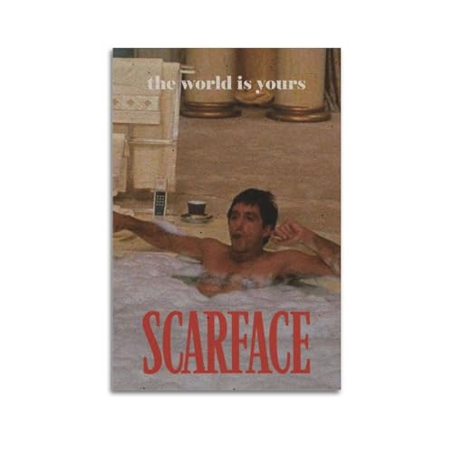 HOTV Scarface Film Foto Auf Leinwand Vintage Wall Collage Kit Vintage Poster Ästhetisches Bild Wandkunst für Fotogeschenk Kinderzimmer Schlafzimmer Wand Deko 08x12inch(20x30cm) Unframe-style von HOTV