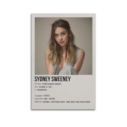 Sydney Sweeney Art Leinwand Sexy Poster Kunst Wohnzimmer Schlafzimmer Poster Malerei Dekorative Malerei Druck Leinwandbilder Wandbilder für Schlafzimmer Dekoration 12x18inch(30x45cm) Unframe-style von HOTV