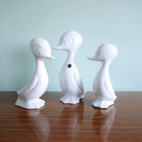 Entenfigur - Delfter Weiß, Niederlande Drei Große Keramikenten Vintage 80Er Jahre Keramik, Holland von HOTimelessVintage