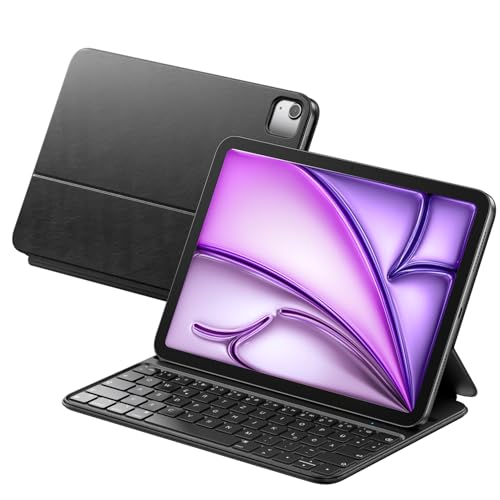HOU Folio Tastatur für iPad Pro 11 (2018-2022), Air 11 Zoll (M3/M2, 2025/2024), Air 5/4 Generation, Slim Hautgefühl - Hülle, Einstellbarer Winkel, QWERTZ, Schwarz von HOU