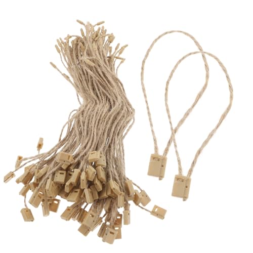 HOUDERCO 100 Stück Rote Jute-Schnur mit Schnellverschluss Robuste Rustikale Aufhängekordel für Weihnachtskugeln Geschenkanhänger und Etiketten Wiederverwendbar Leichtes Befestigen von von HOUDERCO