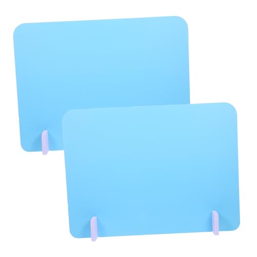 HOUDERCO 2 Sätze Akustische Tischtrennwand mit Basis Schreibtisch und Klassenzimmer Panel Wirksamer Spritzschutz Freistehend für Schüler Arbeitsplatz Büro Essbereich Blau von HOUDERCO