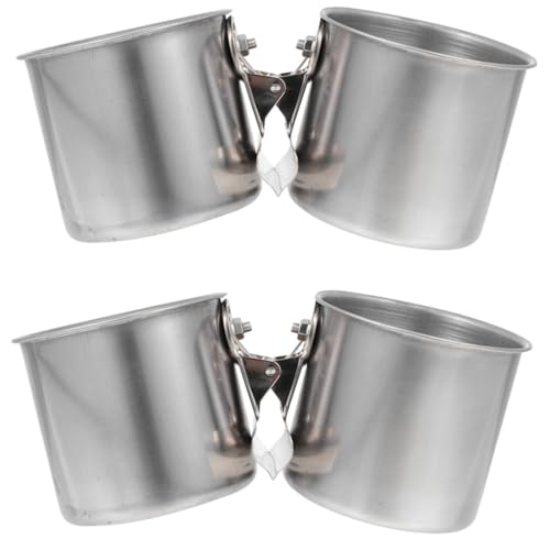 HOUDERCO 2 Stück Edelstahl Vogel Futternapf mit Clip Multifunktional für Futter und Wasser Langlebig Leicht zu Reinigen Geeignet für Papageien Wellensittiche Kanarienvögel und Kleintiere von HOUDERCO
